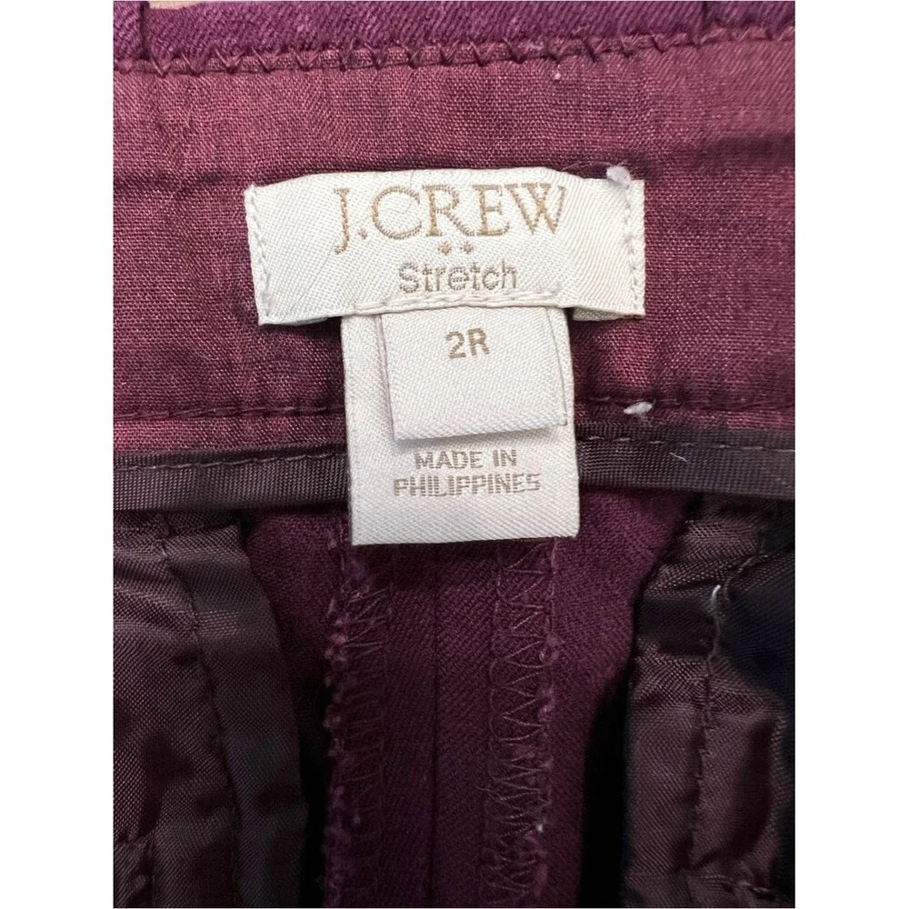 J.Crew Stretch Slim Ankle Pants Burgundy Plum Career Work Office Size US 2